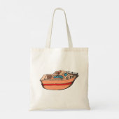 Speedboat Illustration Fun Nautical Boat Design Tragetasche (Rückseite)