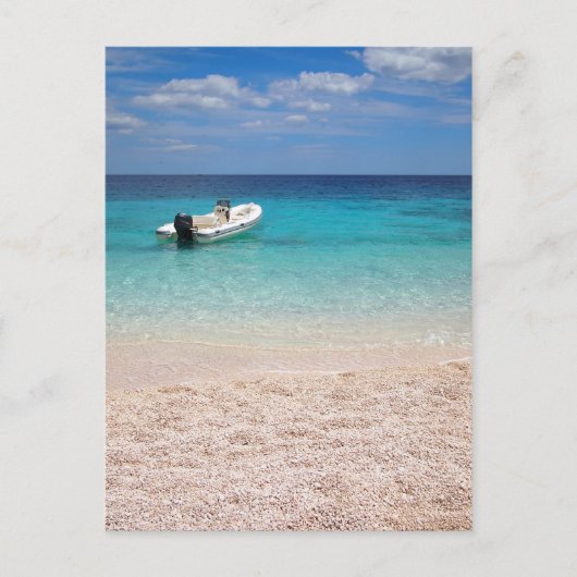 Speedboat im blauen Meer Postkarte (Vorderseite)