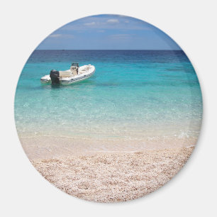 Speedboat im runden Magneten des blauen Meeres Magnet