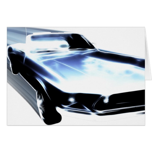 Speeding Blue Mustang Card (Vorderseite (Horizontal))