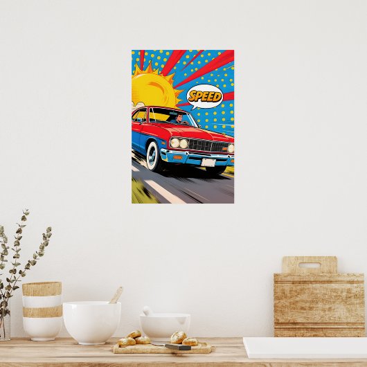 Speeding Car Pop Art Poster (Küche)