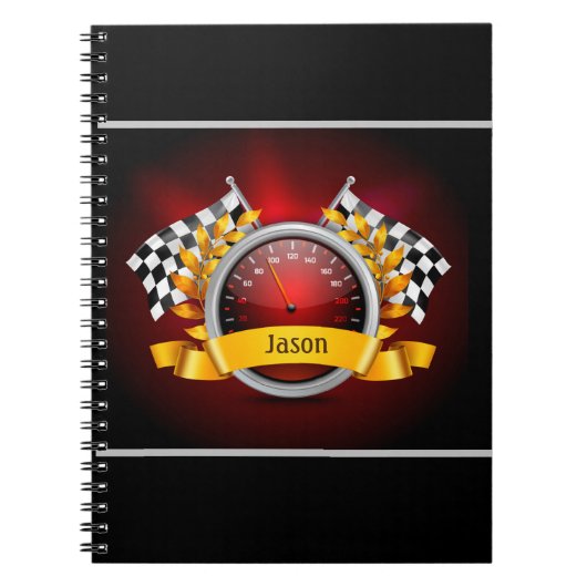 Speedometer Car Racing Themed Notebook Notizblock (Vorderseite)