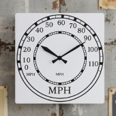 Speedometer MPH White Garage Clock Quadratische Wanduhr