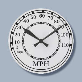 Speedometer MPH White Garage Clock Runde Wanduhr
