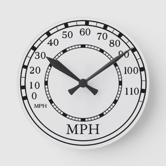 Speedometer MPH White Garage Clock Runde Wanduhr (Vorderseite)