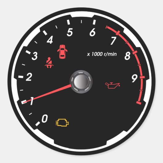 Speedometer - Tachometer Auto Lover Telefon Runder Aufkleber (Vorderseite)