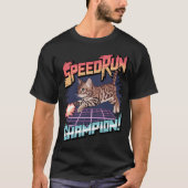 Speedrun Champion - Bengalische Cat Pixel Art T-Shirt (Vorderseite)