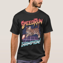 Speedrun Champion - Bengalische Cat Pixel Art T-Shirt