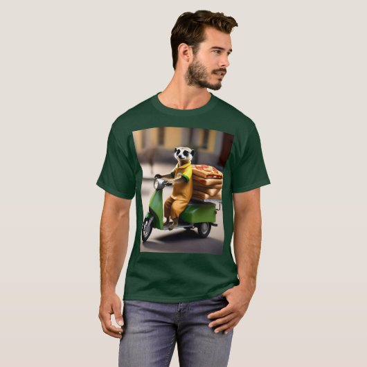 Speedservice: Meerkat liefert Pizza in Tuk-Tuk T-Shirt (Vorne ganz)