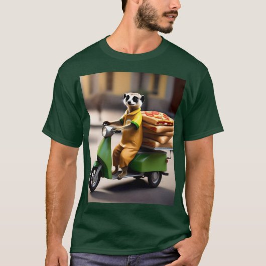 Speedservice: Meerkat liefert Pizza in Tuk-Tuk T-Shirt (Vorderseite)