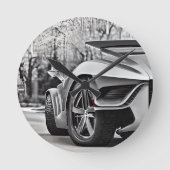 Speedway Elegante: Klassischer Car Enthusiast Wall Runde Wanduhr (Vorderseite)