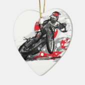 Speedway-flacher Bahn-Motorrad-Rennläufer Keramik Ornament (Links)