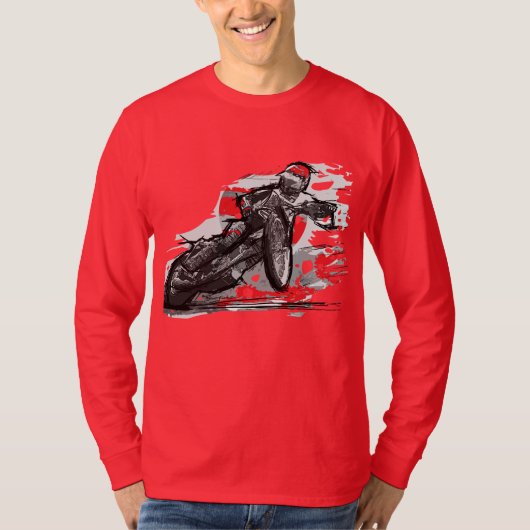 Speedway-flacher Bahn-Motorrad-Rennläufer T-Shirt (Vorderseite)