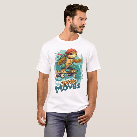 Speedy Moves Skateboarding Turtle Design - Spaß un T-Shirt (Vorne ganz)