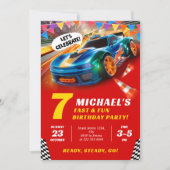 Speedy Race Car Geburtstagsfeier Einladung (Vorderseite)