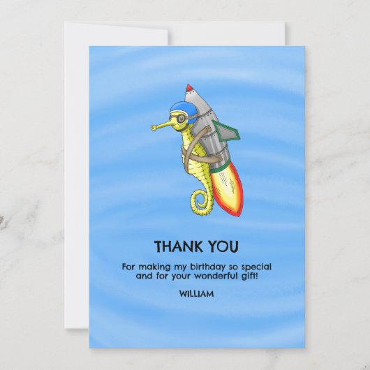 Speedy Rocket Seepferd Danke Karte (Vorderseite)