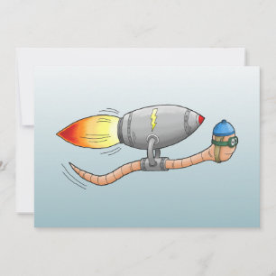 Speedy Rocket Worm Geburtstagskarte Karte