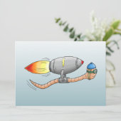 Speedy Rocket Worm Geburtstagskarte Karte (Stehend Vorderseite)