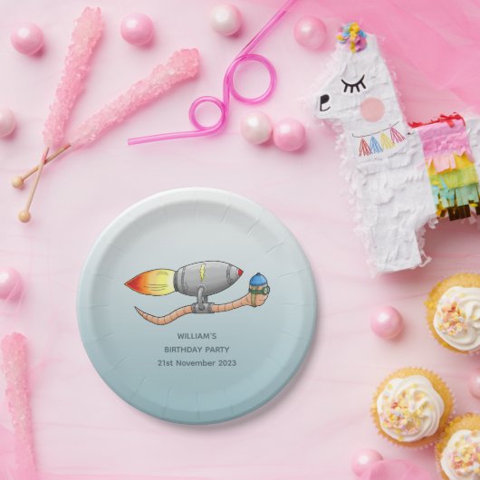 Speedy Rocket Worm Pappteller (Party)