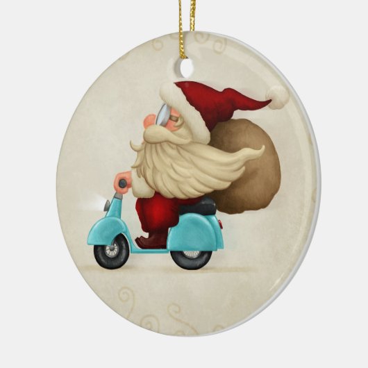 Speedy Santa Claus Keramikornament (Links)