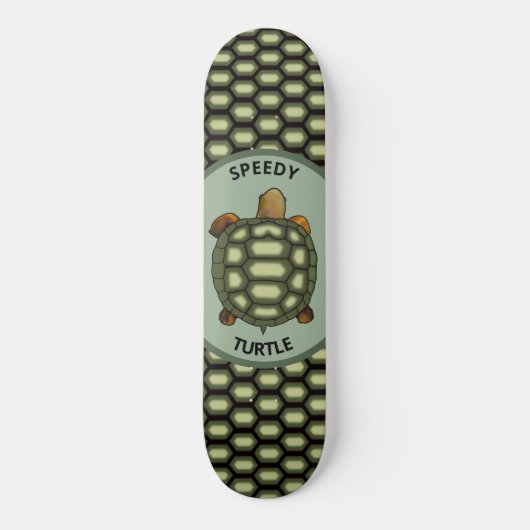 Speedy Tortoise & Shell Pattern in Green & Black Skateboard (Vorderseite)