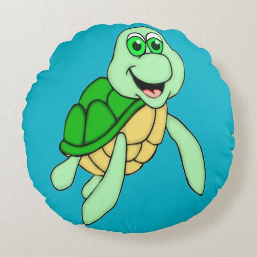 Speedy Turtle Round Throw Kissen (Vorderseite)