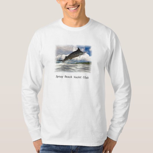 Speerfisch gemalt, Spray-Strand-Yachtclub T-Shirt (Vorderseite)