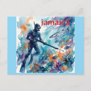 Speerfischen in Jamaika Postkarte