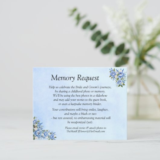 Speicheranforderung - Blue Peony Card (Stehend Vorderseite)