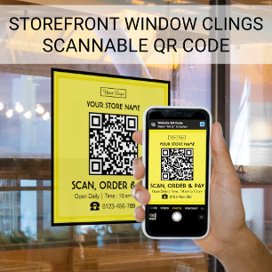 Speicherbares QR-Code-Schild zum Scannen, Bestelle Fensteraufkleber