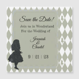 Speicherdatum Vintage Sage Green Alice im Wunderla Magnetkarte