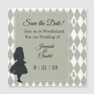 Speicherdatum Vintage Sage Green Alice im Wunderla Magnetkarte