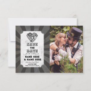 Speichere das Datum Steampunk Hochzeit Herzen Foto Save The Date