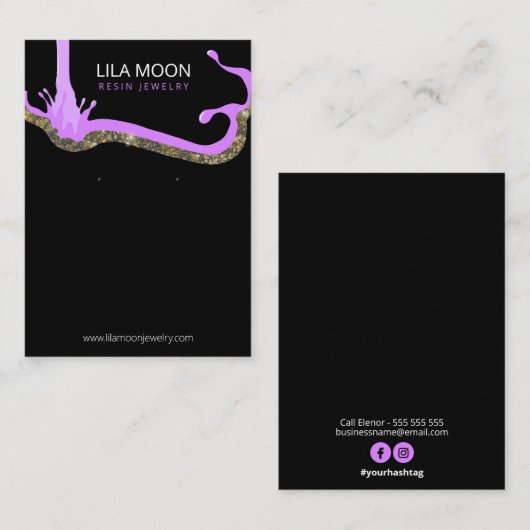 Speicherkarte für Resin-Ohrringe Visitenkarte (Vorne/Hinten)