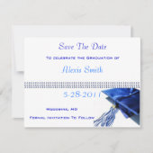 Speichern der Datumskarten - Blue Graduation Cap Save The Date (Vorderseite)