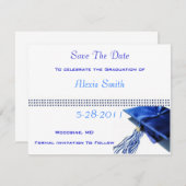 Speichern der Datumskarten - Blue Graduation Cap Save The Date (Vorne/Hinten)