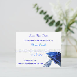Speichern der Datumskarten - Blue Graduation Cap Save The Date