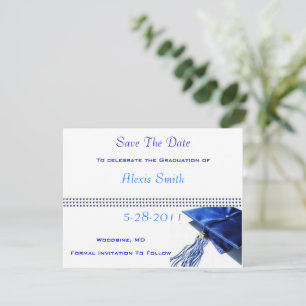 Speichern der Datumskarten - Blue Graduation Cap Save The Date