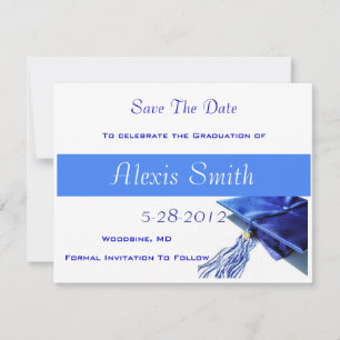 Speichern der Datumskarten - Blue Graduation Cap Save The Date
