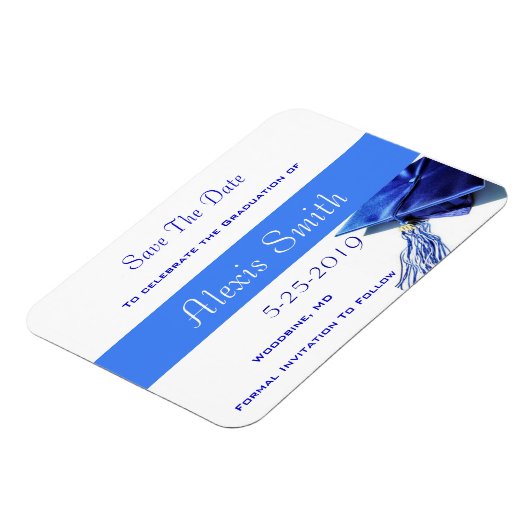 Speichern der Datumsmagnete - Blue Graduation Cap Magnet (Linke Seite)