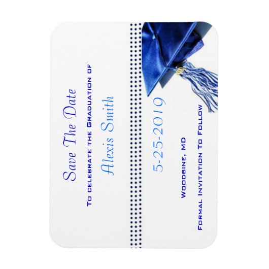 Speichern der Datumsmagnete - Blue Graduation Cap Magnet (Vertikal)