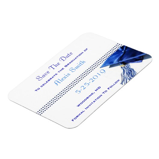 Speichern der Datumsmagnete - Blue Graduation Cap Magnet (Linke Seite)