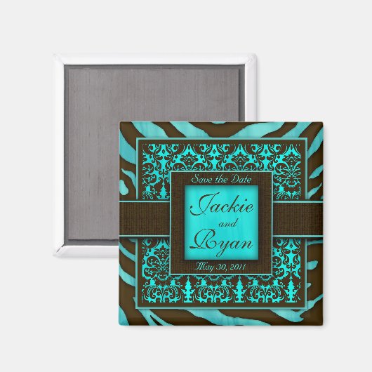 Speichern des Datumsmagazins Zebra Damask BB Magnet (Vorderseite/Rückseite)