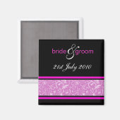 Speichern des Datumsmagneten - rosa/schwarze Blume Magnet (Vorderseite/Rückseite)
