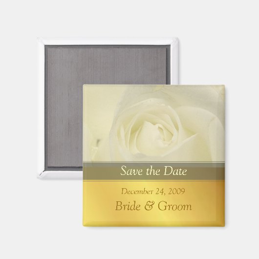 Speichern des Datumsmagneten, weiße Rose Magnet (Vorderseite/Rückseite)