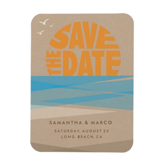 Speichern Sie das Date Magnet, Beach Wedding Magnet (Vertikal)