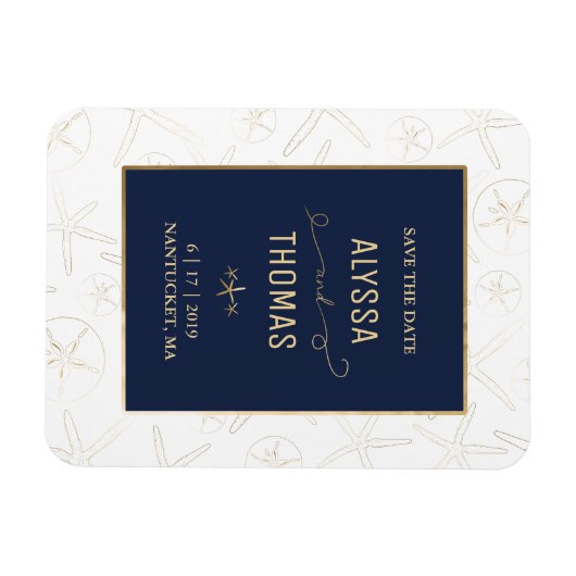 Speichern Sie das Date Magnet - Beach Wedding, Sta (Horizontal)