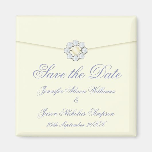 Speichern Sie das Date Magnet Elfenbein mit Pearl (Vorne)