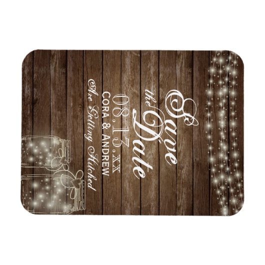 Speichern Sie das Date Magnet - Rustikaler Mason J (Horizontal)