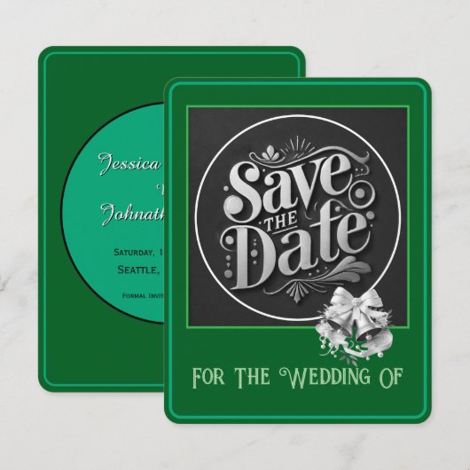 Speichern Sie das Datum auf der Green Card Save The Date (Vorne/Hinten)
